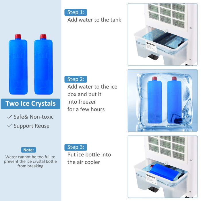 Portable Home And Office Evaporative Air Cooler With 3 Wind Modes And Timer