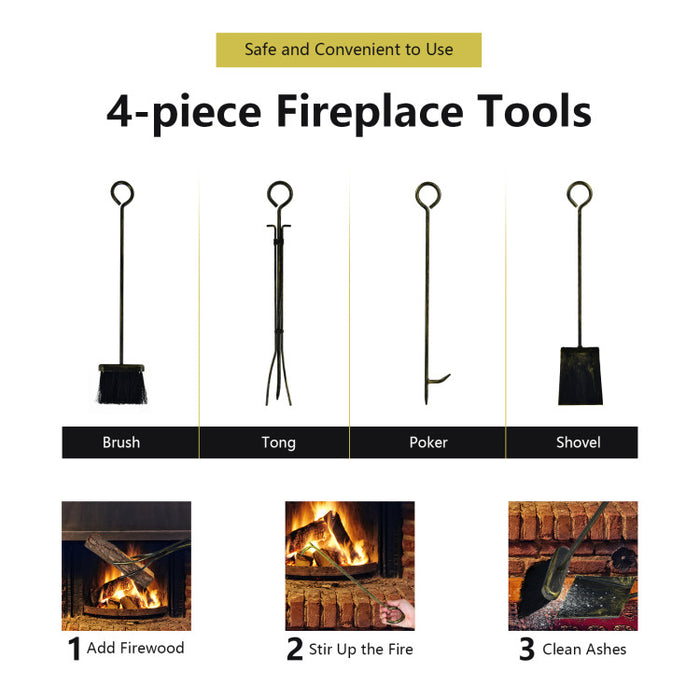 Premium Fireplace Log Rack with 4 Pieces Fireplace Tools