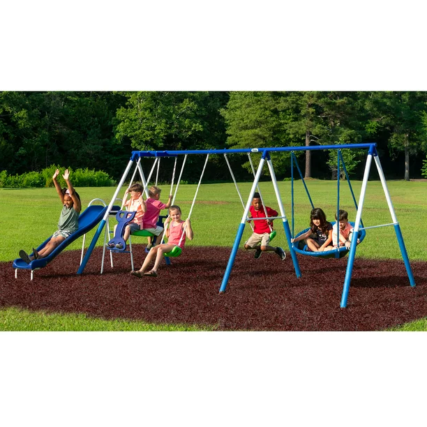 Rosemead Metal Swing and Slide Set