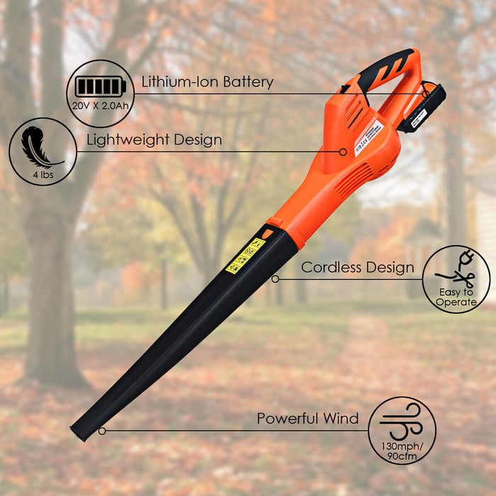 Cordless Leaf Blower Sweeper 20V 2.0Ah Blower Battery & Charger Included