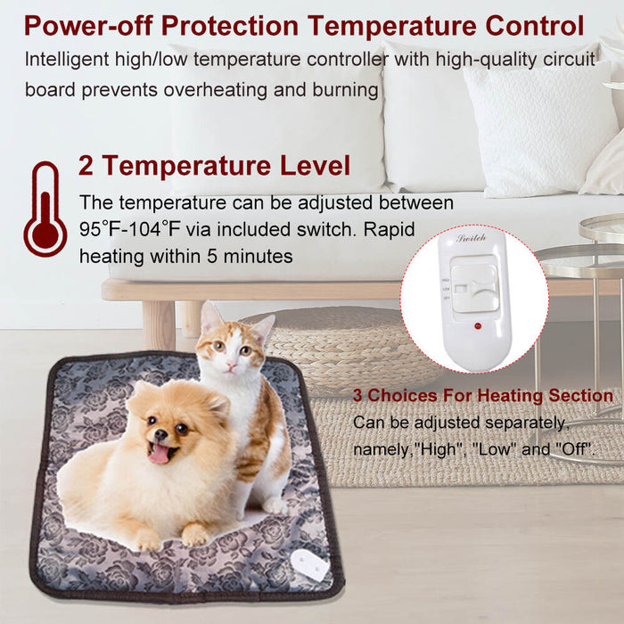 Premium Cat Dog Blanket Bed Adjustable Warming Heating Mat Pad 2 Mode