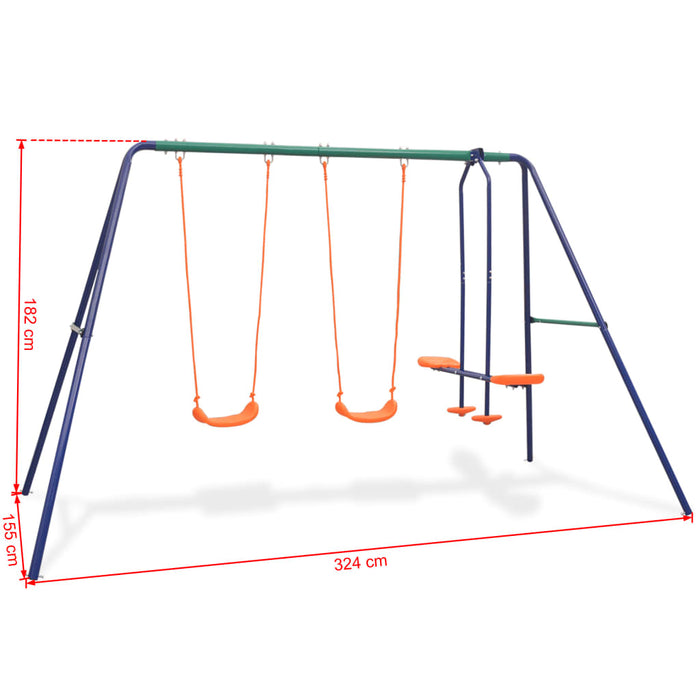 Metal Swing Set for Kids 2 Seats & 1 Swing Glider Hold up to 440lbs for Backyard