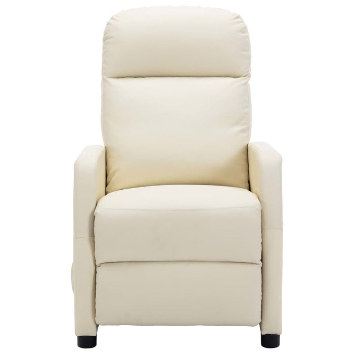 Electric Massage Reclining Chair Cream White Faux Leather - 25.6" x 38.2" x 39.4"